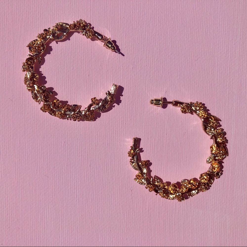 Alexis gold floral hoop earrings